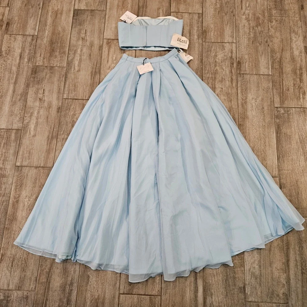 Fame and Partners The Maristel Two Piece Strapless Maxi Gown Set Size 4 NEW Blue - Picture 3 of 15